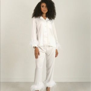 Bon Vivian Satin Feather Pajamas